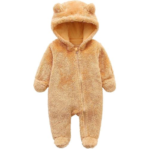 Newborn Baby Jumpsuit Hooded Fleece Rompers Long Sleeve Onesies Outwear Outfits