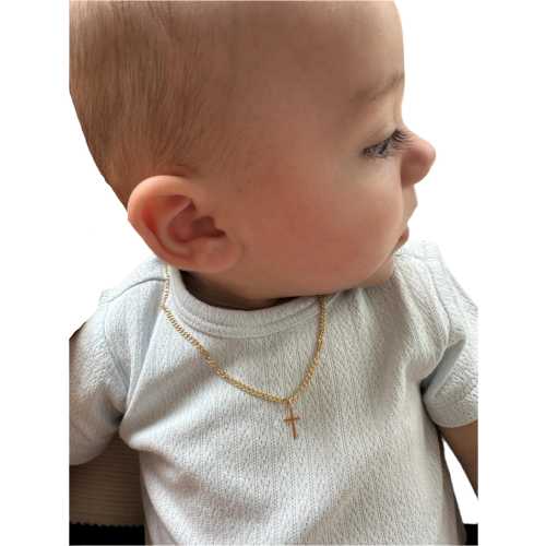 18K Baby Cross Necklace, Gold Toddler Cross Chain, Kids Jewelry, Baptism Gift, Christening Gift, Newborn Gift, Baby Jewelry, Baby Boy Chain