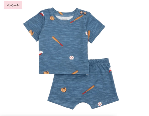Baseball Baby Short Set 3-6M for Infants | Mud Pie