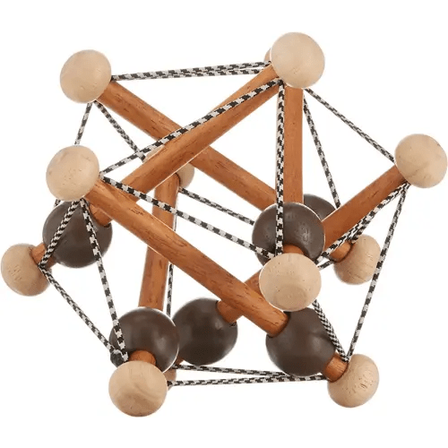 Manhattan Toy Artful Skwish Wooden Baby Rattle and Motor Skill Activity Toy for Infants and Toddlers