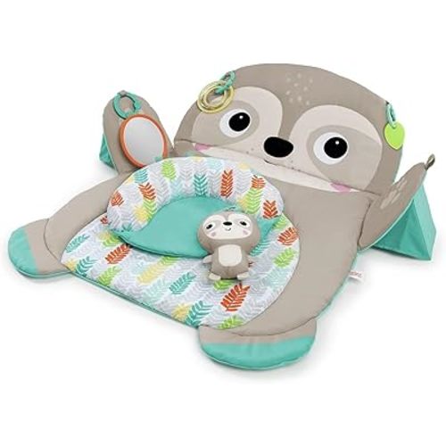 Bright Starts Tummy Time Prop & Play Baby Activity Mat with Support Pillow & Taggies - Sloth 36 x 32.5 in., Age Newborn+