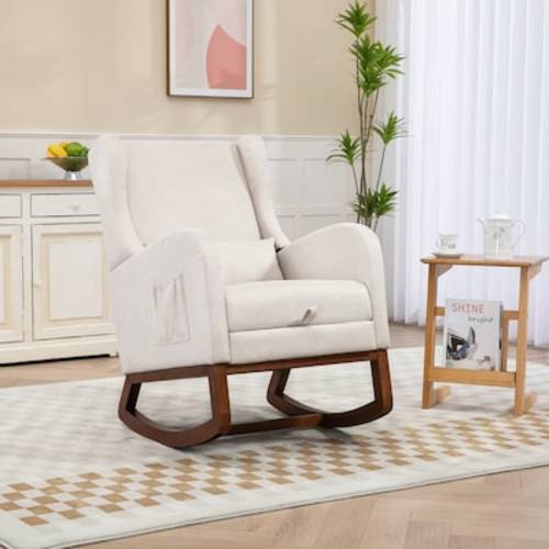 Aortzio Modern Beige Swivel Rocking Chair HM-A5030-BEIGE at Lowes.com