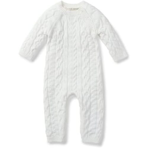 Hope & Henry Baby Organic Cable Knit Sweater Romper