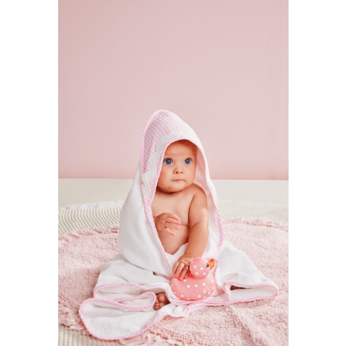 Pink Gingham Hooded Towel | Mud Pie