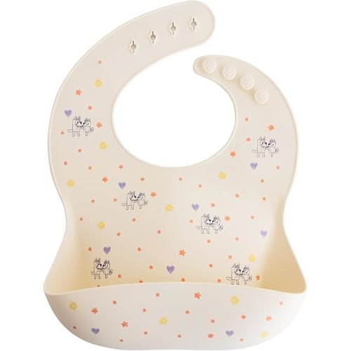 mushie x Bluey Silicone Baby Bib - Bluey Ivory