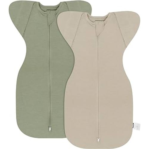 MEXXI Swaddle Baby Sleep Sack With Arms Up, 2 Pack Baby Transitional Swaddle with Double Zipper, 0.5 TOG, 13-19 lbs, M