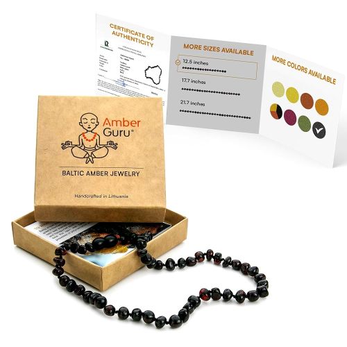 Baltic Amber Necklace (Authentic, Certified) - 12.5 inches - Unisex Jewelry - 8 Different Colors - Polished or Raw/Unpolished Real Amber Beads - Proud to Deliver Genuine Baltic Sea Wonder