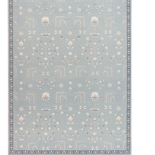 5 x 7 Tabriz - Sea Blue/Ivory - Washable Rug– Tumble