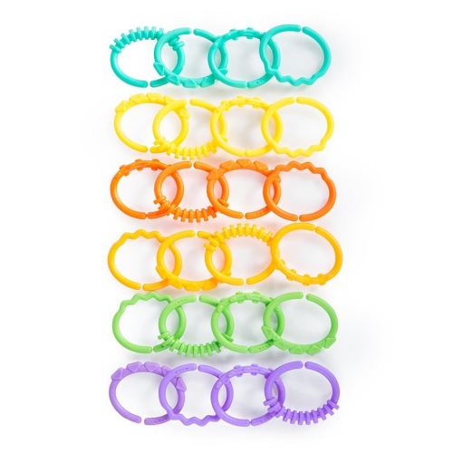 Bright Starts Lots of Links Rings Toys for Stroller or Carrier Seat, BPA-Free, Ages 0 Months Plus, Multicolor, 24 Count