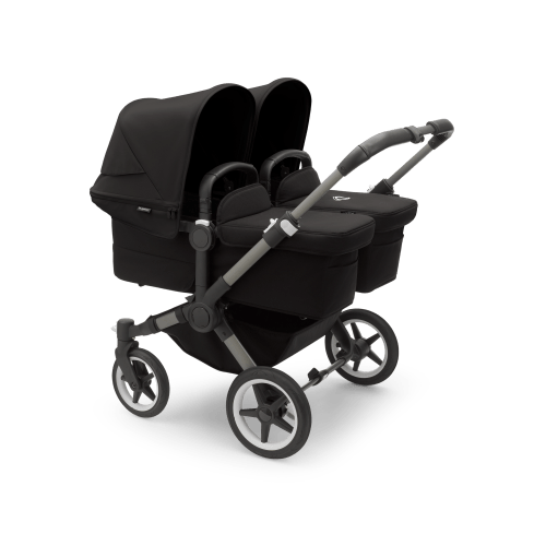 Bugaboo Donkey 5 Twin bassinet and seat stroller graphite base, midnight black fabrics, midnight black sun canopy