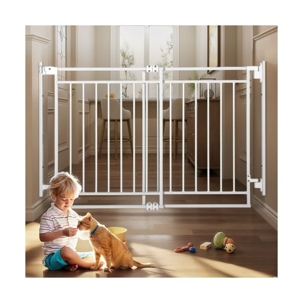 GOTGELIF 27.5" to 43" No-Bottom Bar Safety Gate - Auto-Close, Drill-Mount, Extra-Wide Walk-Through