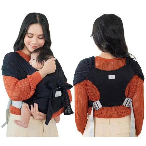 BabbleRoo Baby Sling Wrap Carrier - Comfortable, Breathable & Adjustable, Black