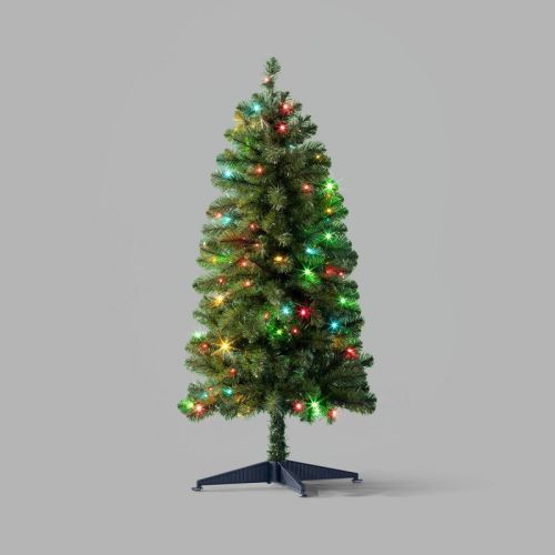 4' Alberta Spruce LED Pre-Lit Artificial Christmas Tree Bicolor Concave Lights with Twinkle - Wondershop™