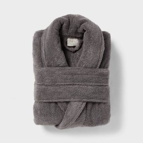 L/xl Spa Plush Bath Robe Dark Gray - Threshold™