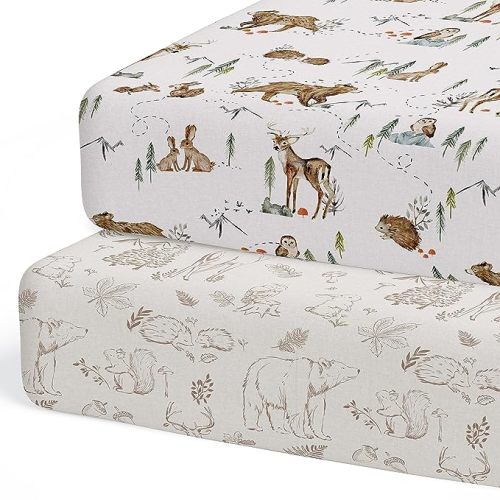 Sorrel + Fern 2-Pack Fitted Crib Sheets for Standard Crib (Magic Forest) - Premium Fitted Sheets - Buttery Soft Cotton Blend