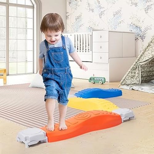 Kids Balance Beam and Stepping Stones, 8 Pcs Toddler Balance Beam, Non-Slip Plastic Stepping Stones, Sensory Toys for Toddlers, Kids,Active Play for Age 3-5 Years Indoor or Outdoor