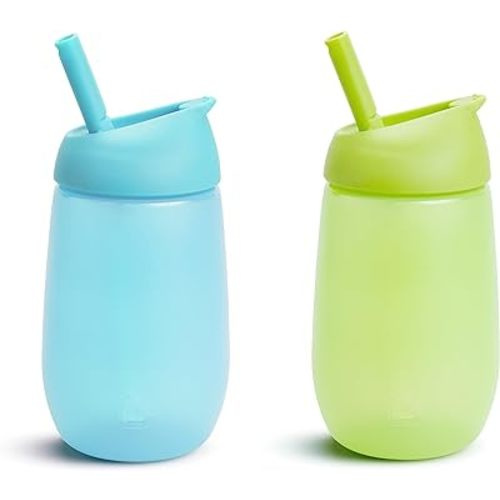 Munchkin® Simple Clean™ Toddler Sippy Cup with Easy Clean Straw, 10 Ounce, 2 Pack, Blue/Green