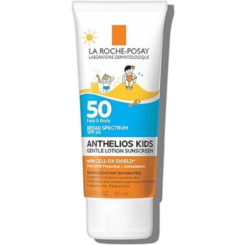 La Roche-Posay Anthelios Kids Gentle Lotion Sunscreen SPF 50, Broad Spectrum SPF + Antioxidants, Sunscreen For Kids, Octinoxate & Oxybenzone-Free, Pediatrician Tested, Non Comedogenic, Oil Free