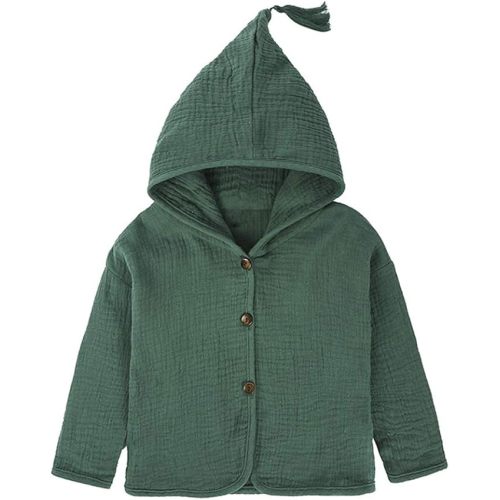 Baby Hoody Shirt Toddler Little Girls Boys Cotton Linen Hooded Jacket Botton Outwear