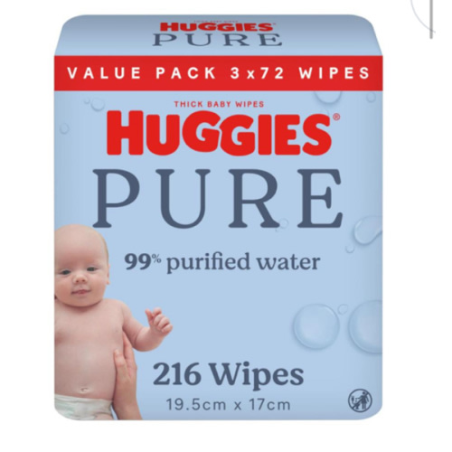 Huggies Pure 99% Purified Water Baby Wipes | 216 Pack