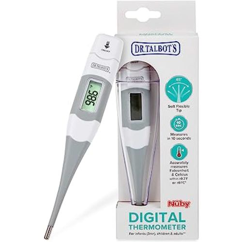 Dr. Talbot's Flex Tip Digital Thermometer with Protective Case - Fahrenheit and Celsius Digital Read Baby Thermometer - 3+ Months