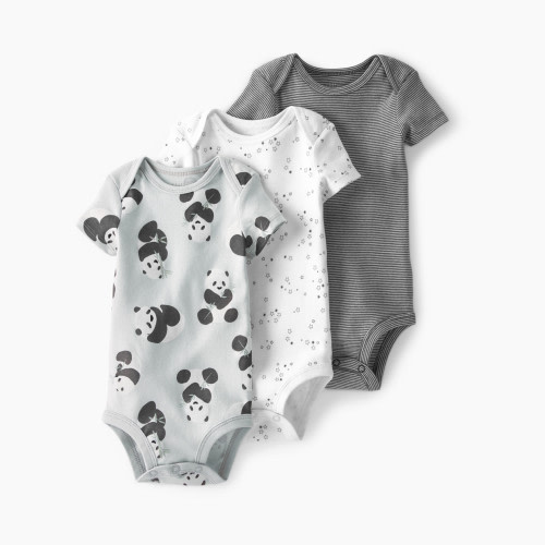 Carter's Little Planet Organic Cotton Rib Bodysuits (3 Pack) - Panda, Star, Striped, 12 M