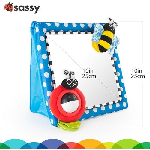 Sassy Tummy Time Floor Mirror, Developmental Baby Toy, Newborn Essential, Great Shower Gift, 0+ months - Blue