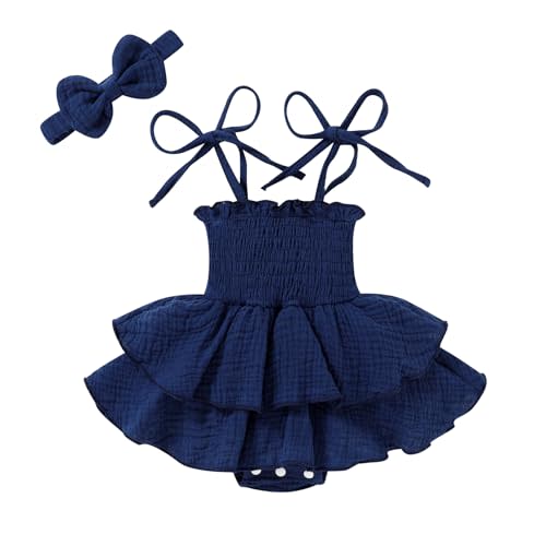 YOUNGER TREE Baby Girl Clothes Infant Summer Romper Dress Sleeveless Bodysuit Jumpsuit with Headband Toddler Outfits