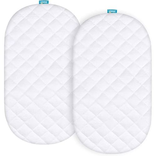 Bassinet Mattress Pad Cover Fit for Graco Pack 'n Play Close2Baby Bassinet/Day2Dream Travel Bassinet(not playard) and Munchkin Brica Baby Travel Pod, Ultra Soft Viscose Made from Bamboo Terry Surface