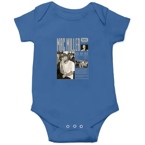Macmiller Best Day Ever Vintage Rap Onesies Kids's Short Sleeve Onesie 12M Royal sold by Pixel Palate | SKU 479942558 | Printerval