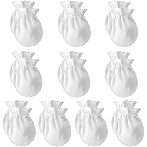 Newborn Baby Mittens No Scratch Cotton Gloves Warm Mittens Baby Glove for Boys Girls - 10-pairs/White