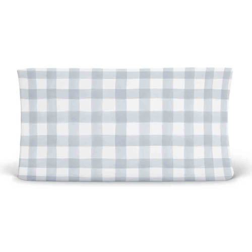 Dusty Blue Gingham Changing Pad Cover