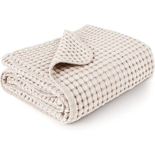Konssy Waffle Baby Blankets, Nursery Blankets for Boys Girls, Swaddle Blankets Neutral Soft Lightweight Toddler and Kids Throw Blankets(Oat)
