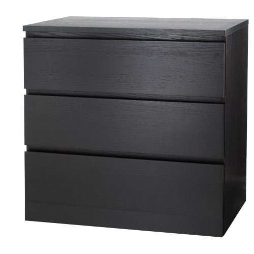 MALM 3-drawer chest - black-brown 31 1/2x30 3/4 "
