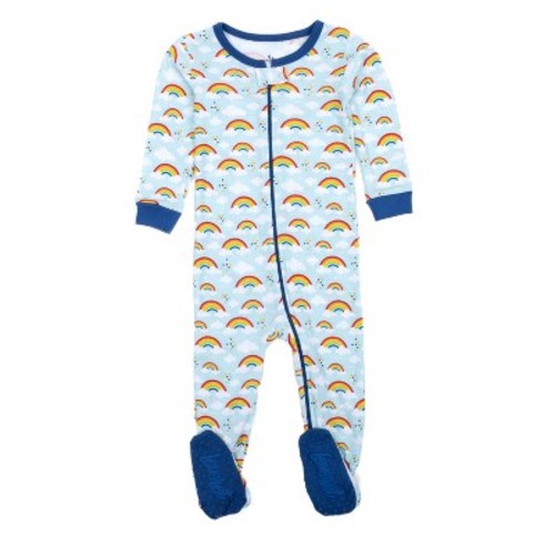 Leveret Footed Cotton Pajamas Rainbow Blue 6-12 Month