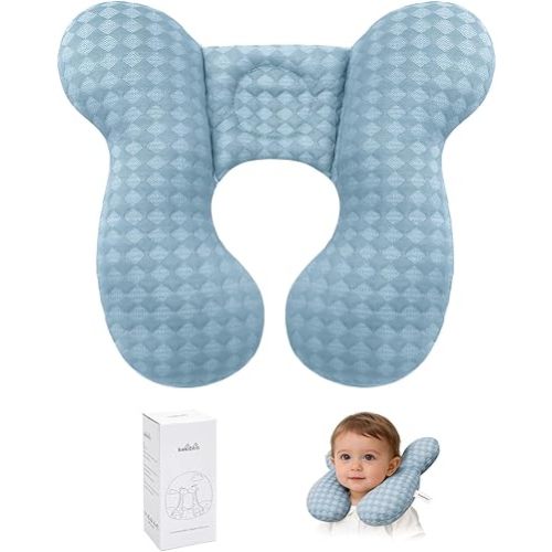 KAKIBLIN Baby Travel Pillow, Baby Neck Pillow for Car Seat, U-Shaped Head and Neck Support for Stroller Pushchair, Soft Cooling Breathable Infant Head Pillow for Newborn Toddler