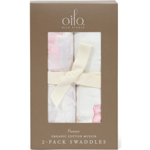 Oilo 2-Pack Swaddle Blankets, Blush Butterfly