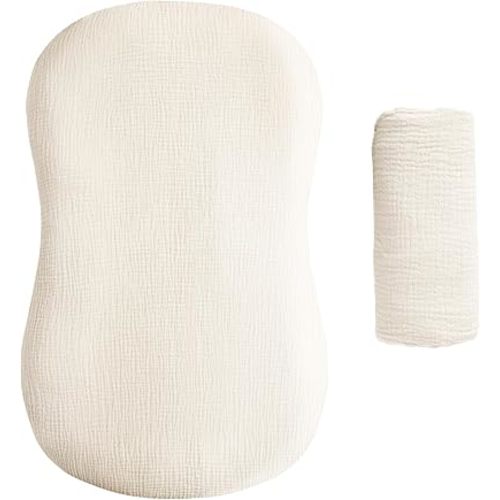 Muslin Baby Lounger Cover - Organic Cotton Baby Pillow Lounger Cover for Newborn - Soft and Breathable Infant Pillow Lounger Cover - Covers Only