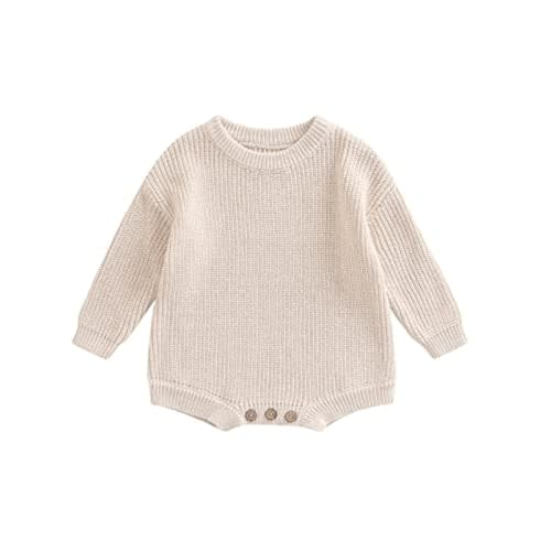 woshilaocai Baby Boy Girl Sweater Oversized Long Sleeve Romper Warm Crewneck Bodysuit Knitted Winter Clothes