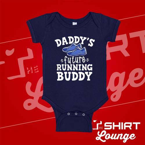 Daddy's Future Running Buddy Baby One Piece Bodysuit, Future Runner Toddler T-Shirt, Running Dad Baby Shower Gift, Marathon Baby Clothes
