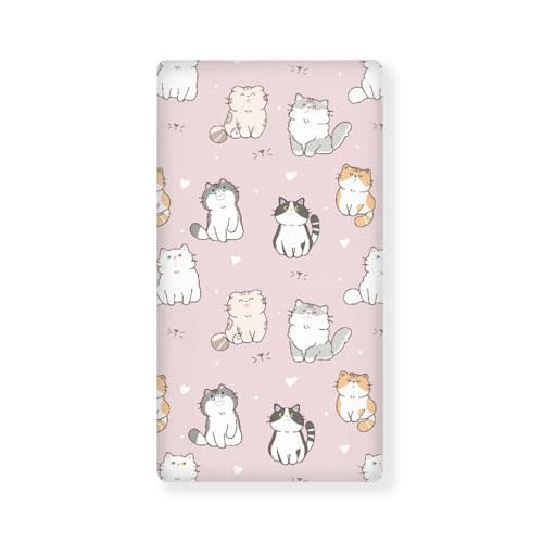Winpema Cartoon Cat Fitted Crib Sheet Pink Cat Baby Crib Sheet Fit Standard Crib and Toddler Mattress,Crib Mattress Sheets for Boys Girls 28"x52"