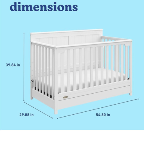 Graco Hadley 5-in-1 Convertible Crib with Drawer (White) – GREENGUARD Gold Certified, Crib with Drawer Combo, Full-Size Nursery Storage Drawer, Converts to Toddler Bed, Daybed