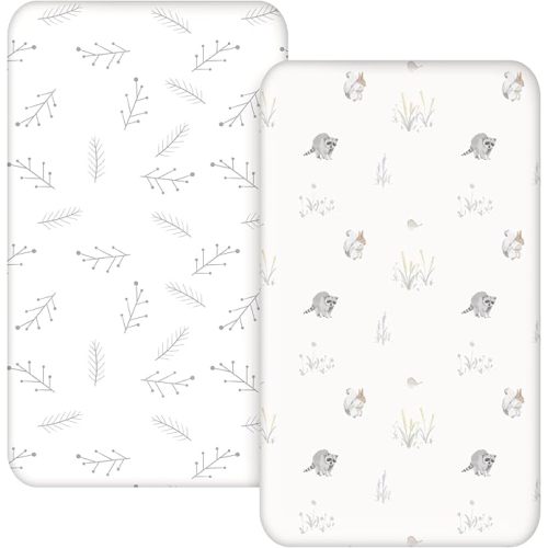 Soarwg Kids Bassinet Sheets 2-Pack for Newborn Baby Boy and Girl Gender Neutral, Soft Breathable Elastic Sheets, Universal Fit Flexible for Rectangle Round Oval Hourglass Bassinet Mattress/Pad