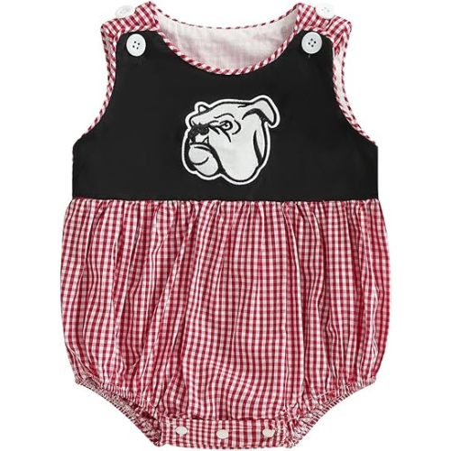 Aiwpstoin Newborn Baby Boy Football Bubble Romper University Sports Fan Sleeveless Plaid Bodysuit Overalls Clothes