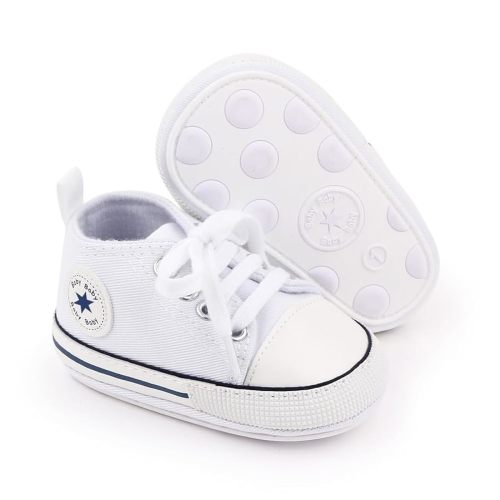 Unisex Baby Boys Girls Shoes, Newborn Infant Non-Slip Canvas Denim High Top Sneakers, Toddler First Walkers Shoes
