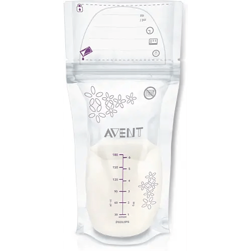 Philips AVENT Breast Milk Storage Bags, Clear, 6 Ounce, 50 Pack, SCF603/50