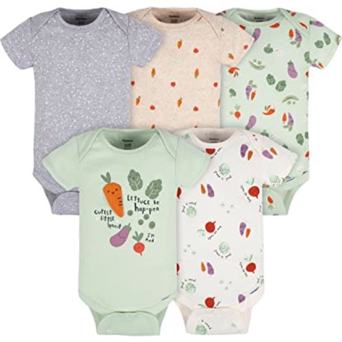 Gerber Baby Girls' 5-Pack Short Sleeve Variety Onesies Bodysuits