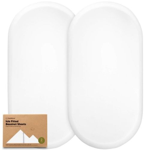 Keababies Bassinet Sheet For Baby Girls, Boys, 2-pack Isla Fitted Bassinet Sheets, Bassinet Mattress Sheets (soft White)