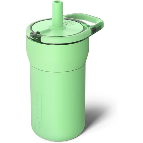 BrüMate Leap 12oz 100% Leakproof Kids Tumbler with Handle and Silicone Soft Straw | Durable Drop Resistant Silicone Sleeve | Made of Insulated Stainless Steel | Cup Holder Friendly | 12oz (Kiwi)