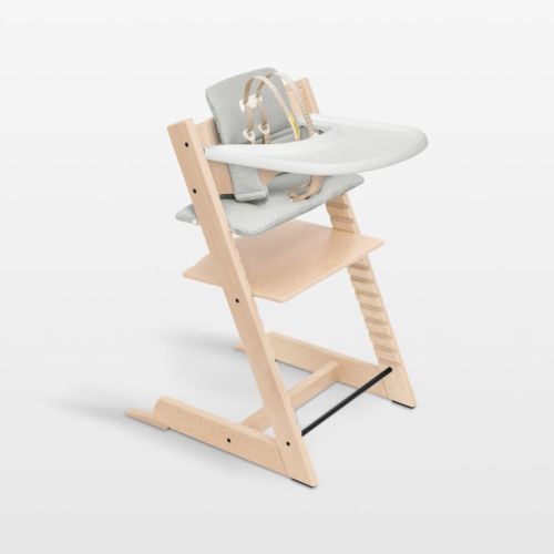 Stokke ® Tripp Trapp ® Complete Natural Wood Baby High Chair with Nordic Grey Cushion & Tray